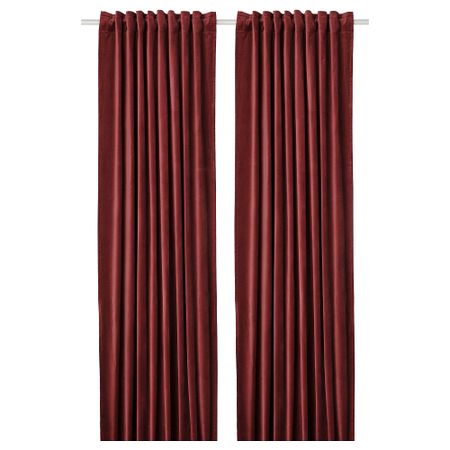 Гардины, 2 шт., 140x300 см, коричнево-красный IKEA SANELA САНЕЛА 605.601.83