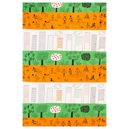 Ткань ОНСКЕДРОМ, оранжевый, зеленый/белый (150 см)