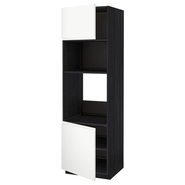 Высокий шкаф для духовки/СВЧ, 2 дверцы, полки МЕТОД, черный, Воксторп белый - схема-чертеж с размерами