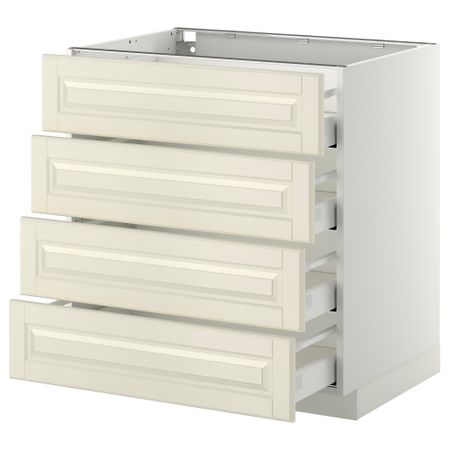 Напольный шкаф 4 фронтальных панели, 4 ящика МЕТОД / МАКСИМЕРА, белый, Будбин белый с оттенком