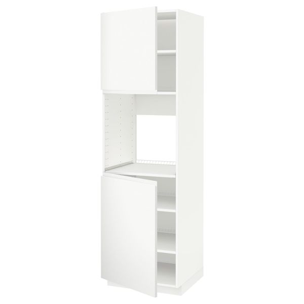 Высокий шкаф для духовки/2дверцы/полки, белый/Воксторп матовый белый 60x60x200 см IKEA METOD МЕТОД 792.255.77 - схема-чертеж с размерами
