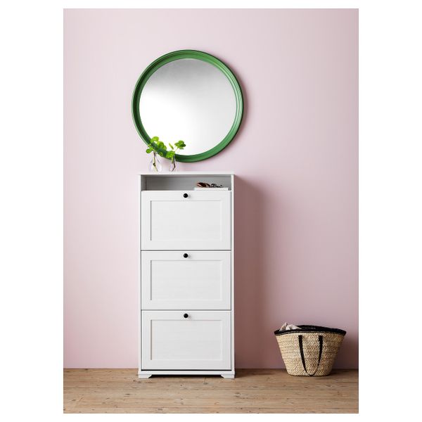 Галошница, 3 отделения, белый 61x130 см IKEA БРУСАЛИ 004.491.46 - схема-чертеж с размерами