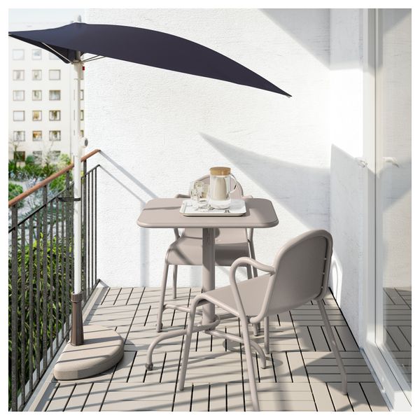 Стол + 2 стула, для сада ТУНХОЛЬМЕН, серый - фото 2