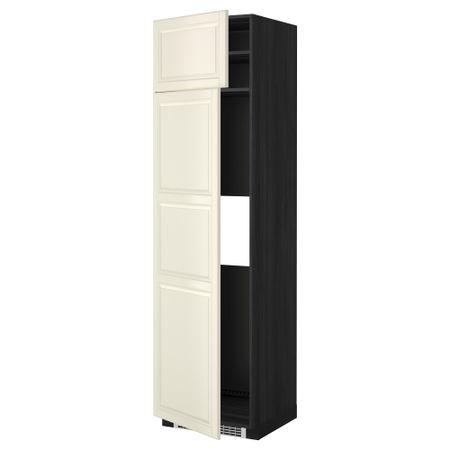 Высокий шкаф для холодильника или морозильник МЕТОД, черный, Будбин белый с оттенком
