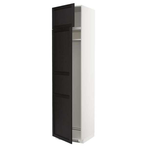 Высокий шкаф для холодильника или морозильн, белый/Лерхюттан черная морилка 60x60x240 см IKEA METOD МЕТОД 892.581.62 - схема-чертеж с размерами