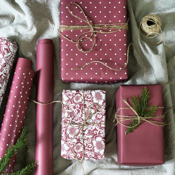 Рулон оберточной бумаги, орнамент «рождественская роза»/орнамент «точки» темно-красный 3x0.7 м/2.10 м²x3 шт IKEA VINTER 2020 - схема-чертеж с размерами