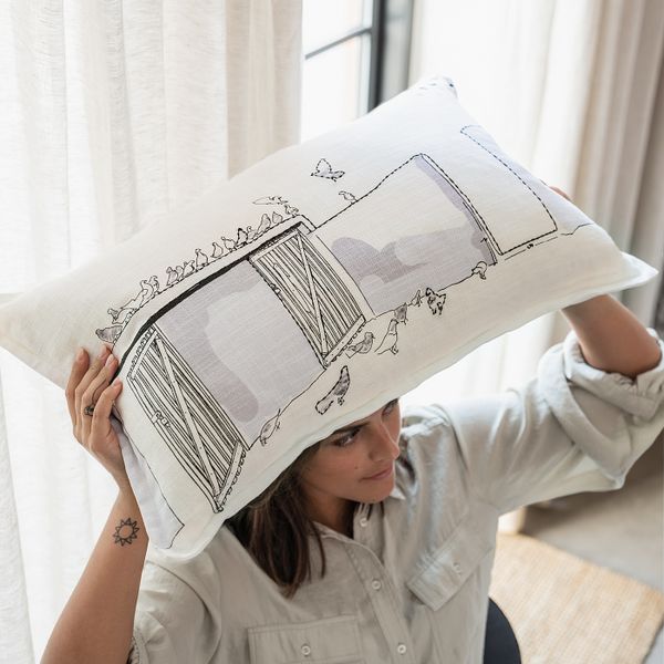 Чехол на подушку, белый сиреневый/ручная работа 65x40 см IKEA LOKALT ЛОКАЛЬТ 304.994.94 - фото 4