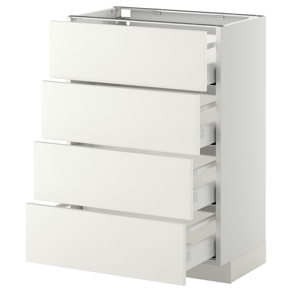 Напольный шкаф 4 фронтальных панели, 4 ящика МЕТОД / МАКСИМЕРА, белый, Хэггеби белый - схема-чертеж с размерами