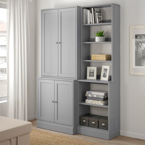 Комбинация для хранения, серый 142x47x212 см IKEA HAVSTA ХАВСТА 992.751.42 - фото 2