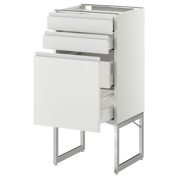 Напольный шкаф 3 фронтальных панели, 2 нижних, 2 средних ящика МЕТОД / МАКСИМЕРА, белый, Нодста белый - схема-чертеж с размерами