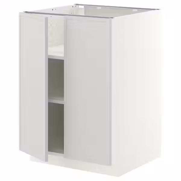 METOD Напольный шкаф с полками/2дверцами - белый/Aspudden светло-серый 60x60 см - фото 1