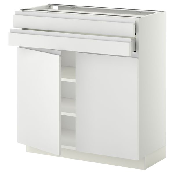 Напольный шкаф, 2 дверцы, 2 ящика МЕТОД / МАКСИМЕРА, белый, Нодста белый - фото 1