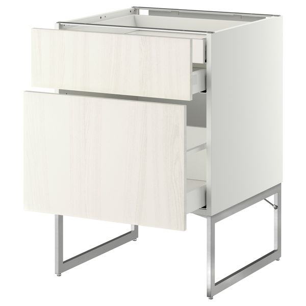 Напольный шкаф 2 фронтальных панели, 2 нижних,1 встроенный ящик МЕТОД / МАКСИМЕРА, белый, Росдаль белый - схема-чертеж с размерами