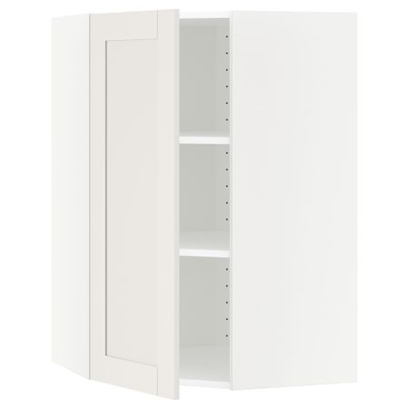 Угловой навесной шкаф с полками МЕТОД, белый, Сэведаль белый