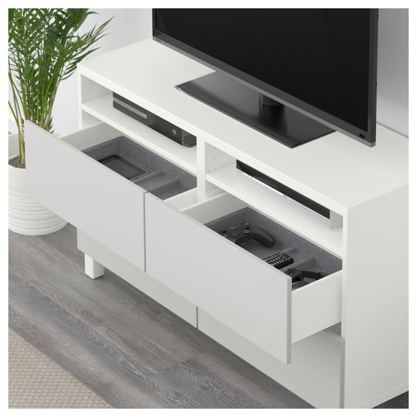 Тумба для ТВ с ящиками БЕСТО, белый, Лаппвикен светло-серый (120x40x74 см) - фото 3