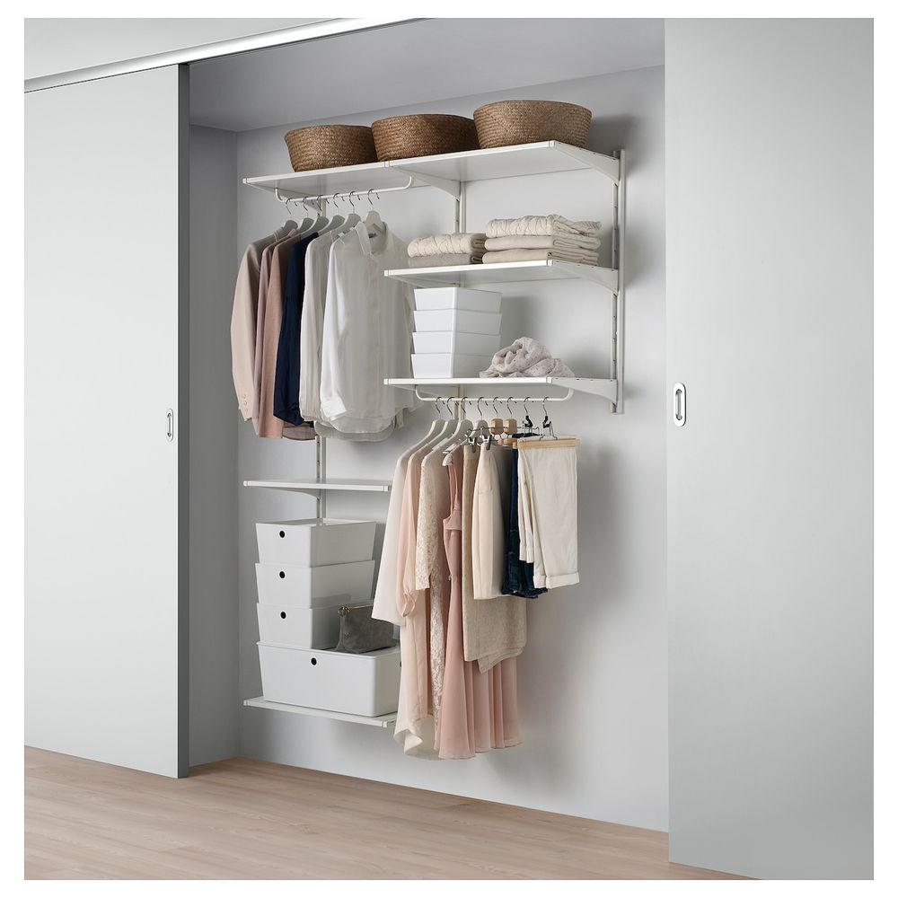 Настенная шина, полки, штанга 132x41x197 см IKEA АЛЬГОТ 292.396.09 - фото 1