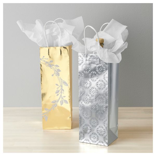 Подарочный пакет ВИНТЕР 2016, золотистый/серебристый (11x32 см) - схема-чертеж с размерами