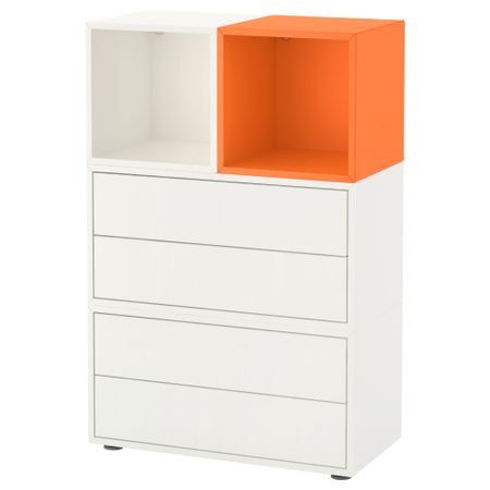 Комбинация шкафов с ножками ЭКЕТ, белый, оранжевый (70x35x107 см)