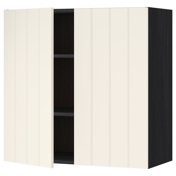Навесной шкаф с полками, 2 дверцы МЕТОД, черный, Хитарп белый с оттенком - схема-чертеж с размерами