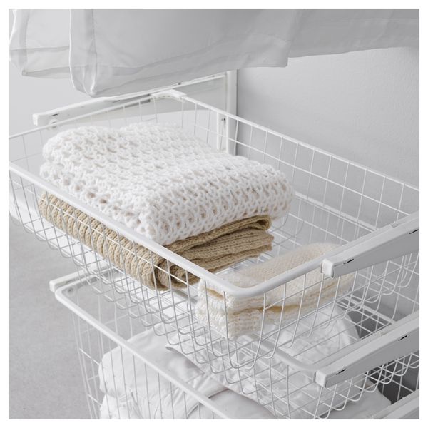 Настенная шина, проволочные корзины АЛЬГОТ, белый (65x40x196 см) - схема-чертеж с размерами