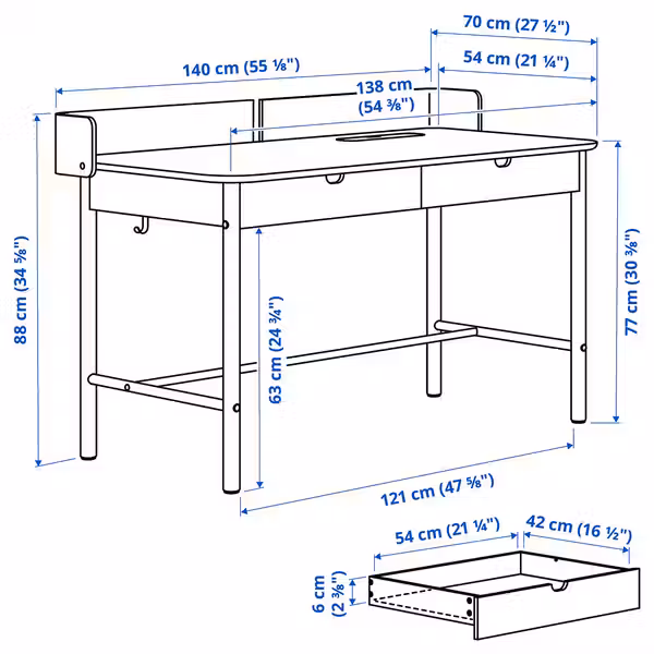 RIDSPÖ РИДСПЁ Письменный стол - антрацит 140x70 см - фото 3