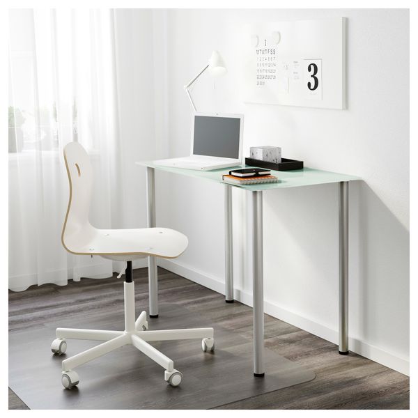 Стол ГЛАСХОЛЬМ / АДИЛЬС, стекло белый, серебристый (99x52 см) - схема-чертеж с размерами