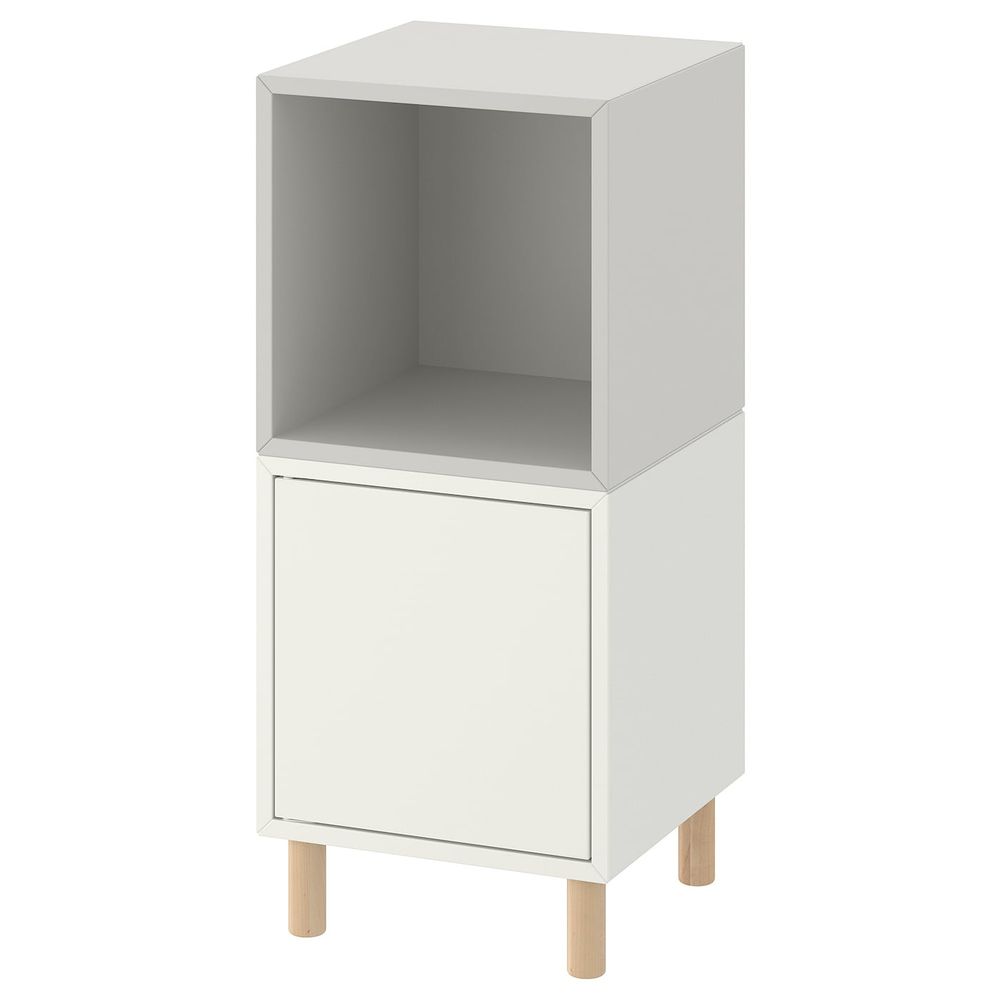 Комбинация шкафов с ножками, белый светло-серый/дерево 35x35x80 см IKEA EKET ЭКЕТ 193.860.83 - фото 1