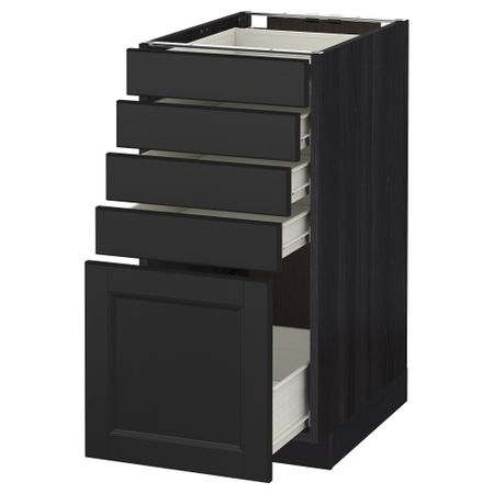 Напольный шкаф с 5 ящиками МЕТОД / ФОРВАРА, черный, Лаксарби черно-коричневый