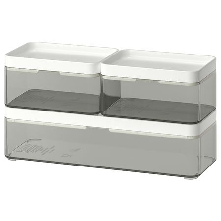 Контейнер, 3 шт., прозрачный серый-белый IKEA BROGRUND БРОГРУНД 603.497.47