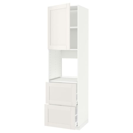 Высокий шкаф для/духовки+дв/2 форнтальных, 2 высоких ящ, белый/Сэведаль белый 60x60x220 см IKEA METOD МЕТОД / MAXIMERA МАКСИМЕРА