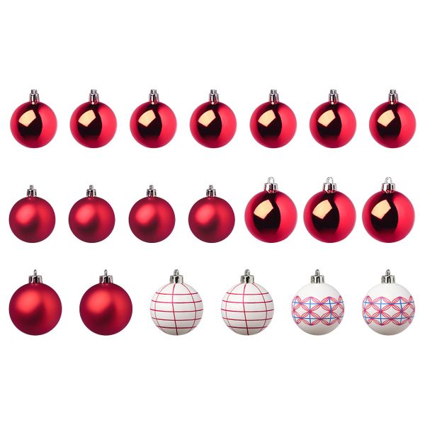 Украшение «шар», набор 20 шт., красный, белый, синий IKEA VINTERFEST ВИНТЕРФЕСТ 704.374.75 - фото 1