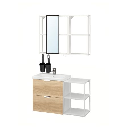 Комплект мебели для ванной,15 предмета, 102x43x65 cm IKEA TVÄLLEN ЛЕН ТВЭЛЛЕН, BEGIVENHET БЕГИВЕНХЕТ 294.199.12