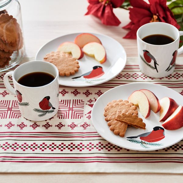 Тарелка десертная, орнамент «птица» белый, красный 20 см IKEA VINTER 2021 ВИНТЕР 2021 304.988.47 - схема-чертеж с размерами