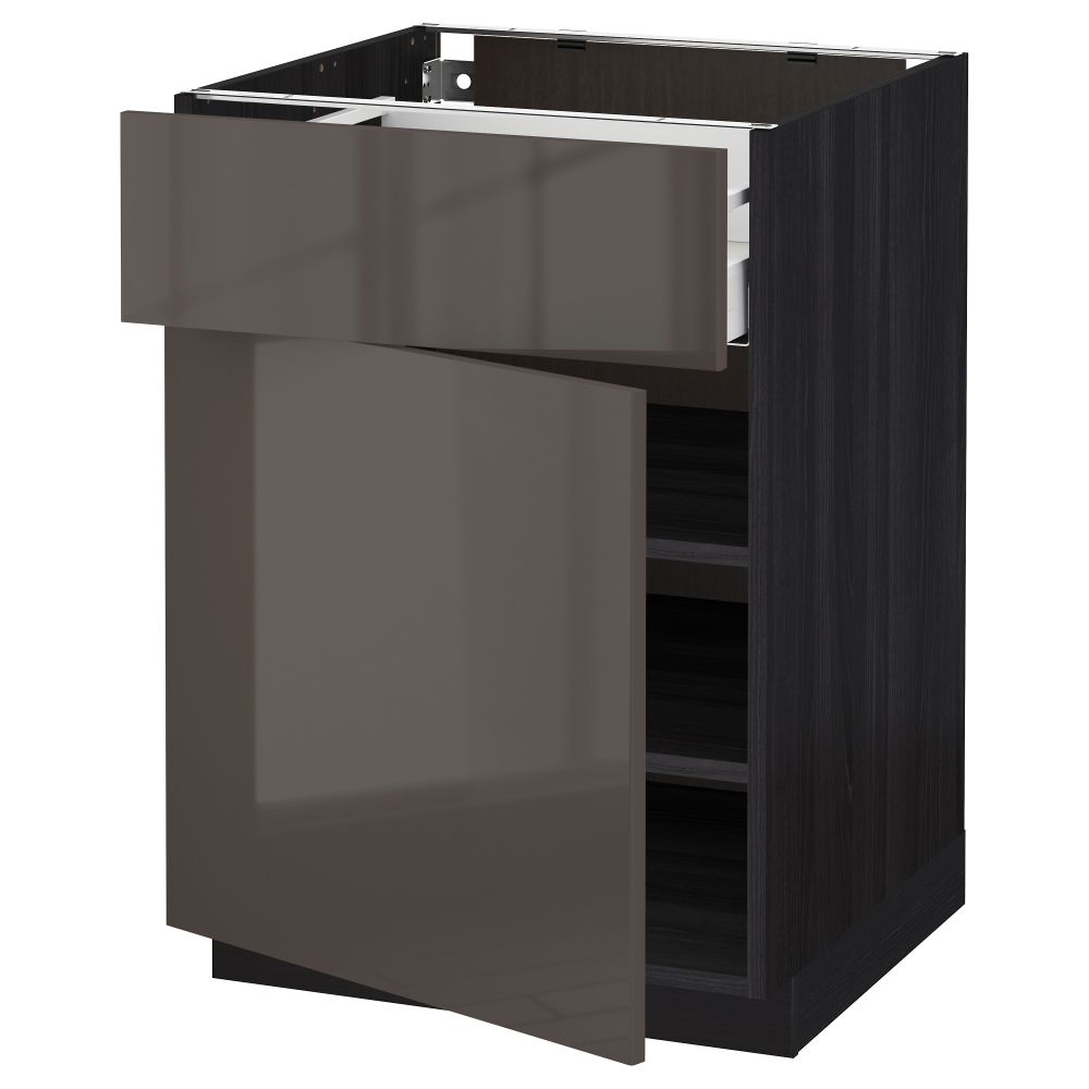 Напольный шкаф с ящиком, дверью МЕТОД / МАКСИМЕРА, черный, Рингульт серый - схема-чертеж с размерами