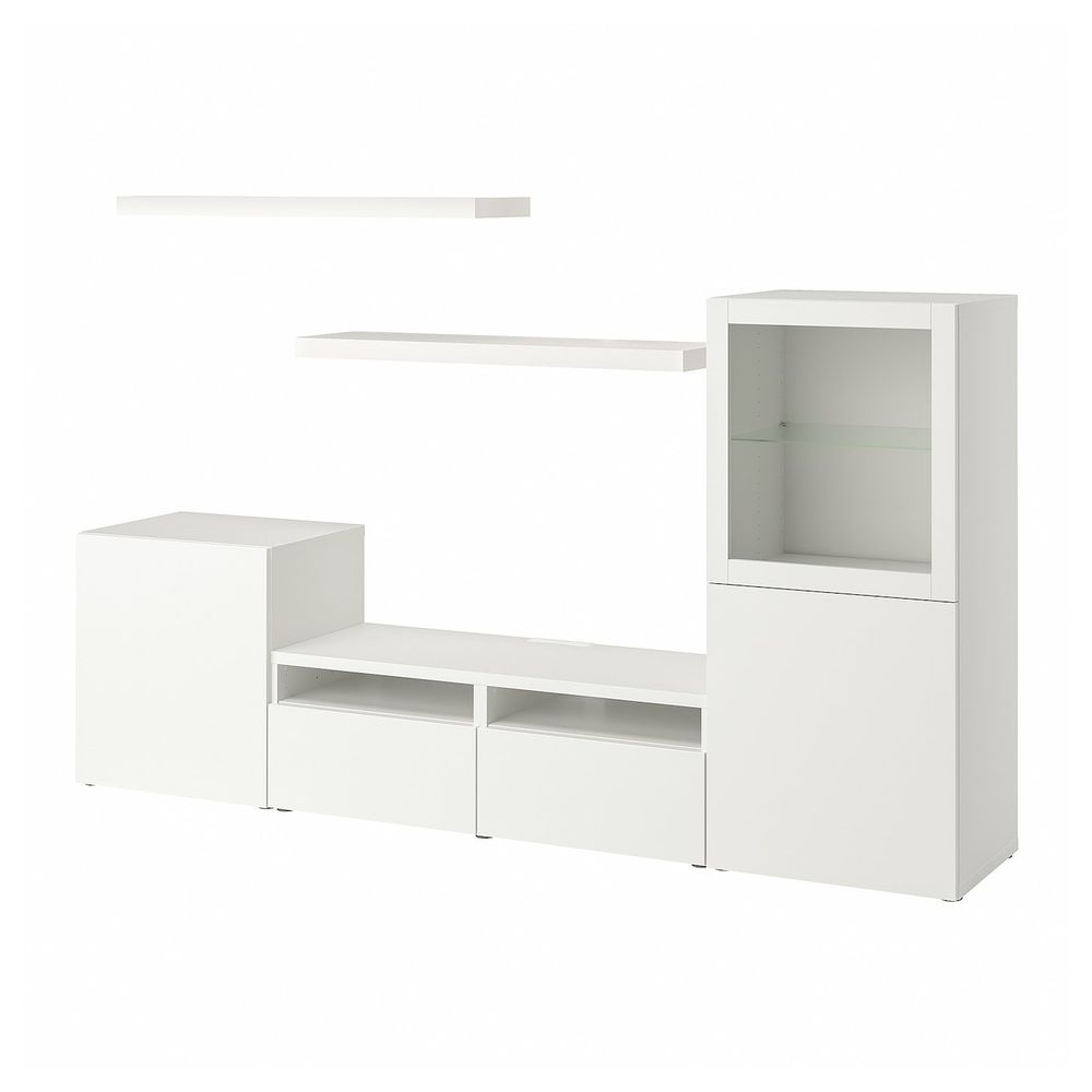 Шкаф для ТВ, комбинация, белый 240x42x129 см IKEA BESTÅ БЕСТО / LACK ЛАКК 093.987.41 - фото 1