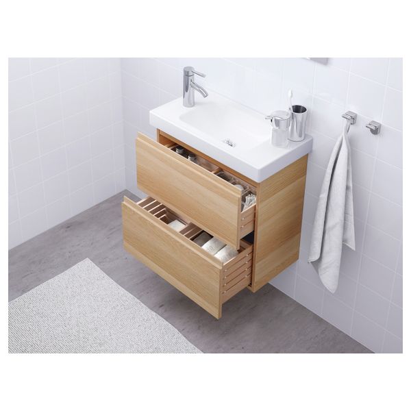 Шкаф для раковины с 2 ящ, под беленый дуб 60x32x58 см IKEA ГОДМОРГОН 603.809.07 - фото 2