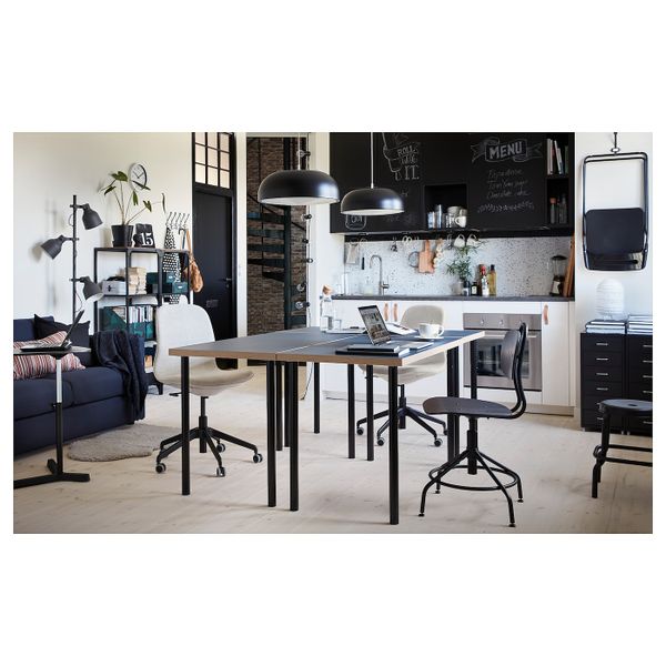 Стол, синий, черный, 120x60 см IKEA ЛИННМОН / АДИЛЬС 692.468.01 - фото 2