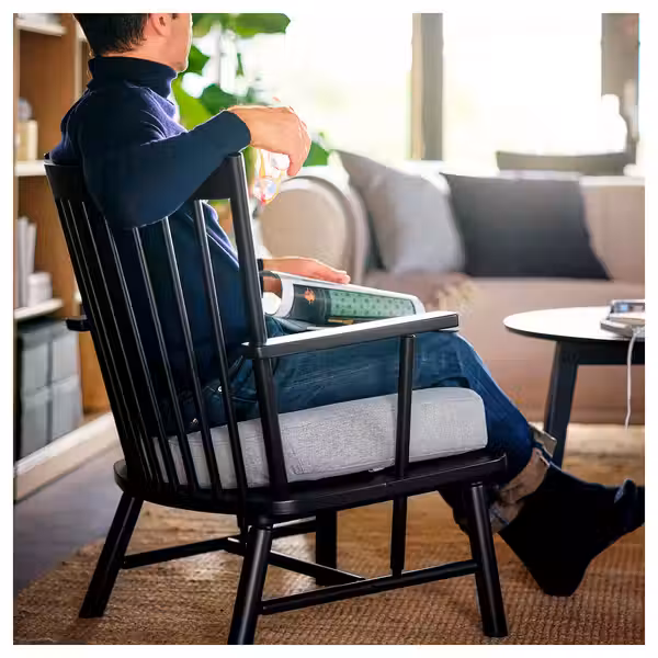 PERSBOL Кресло - чёрный/Tibbleby бежевый/серый - фото 4