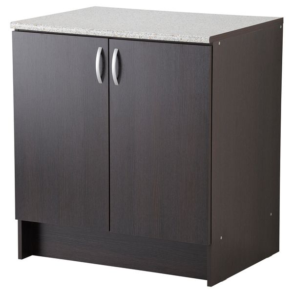 Напольный шкаф с дверьми АЛЬБРУ, черно-коричневый (80x89 см) - фото 1
