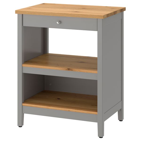 Кухонный стол-остров ТОРНВИКЕН, серый, дуб (72x52 см) - фото 1