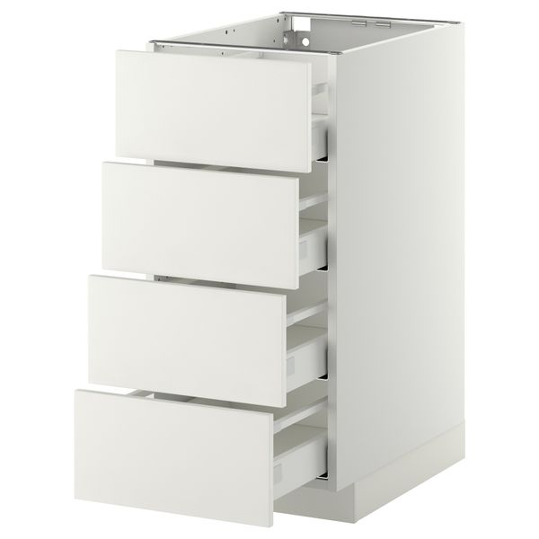 Напольный шкаф 4 фронтальных панели, 4 ящика МЕТОД / МАКСИМЕРА, белый, Хэггеби белый - схема-чертеж с размерами
