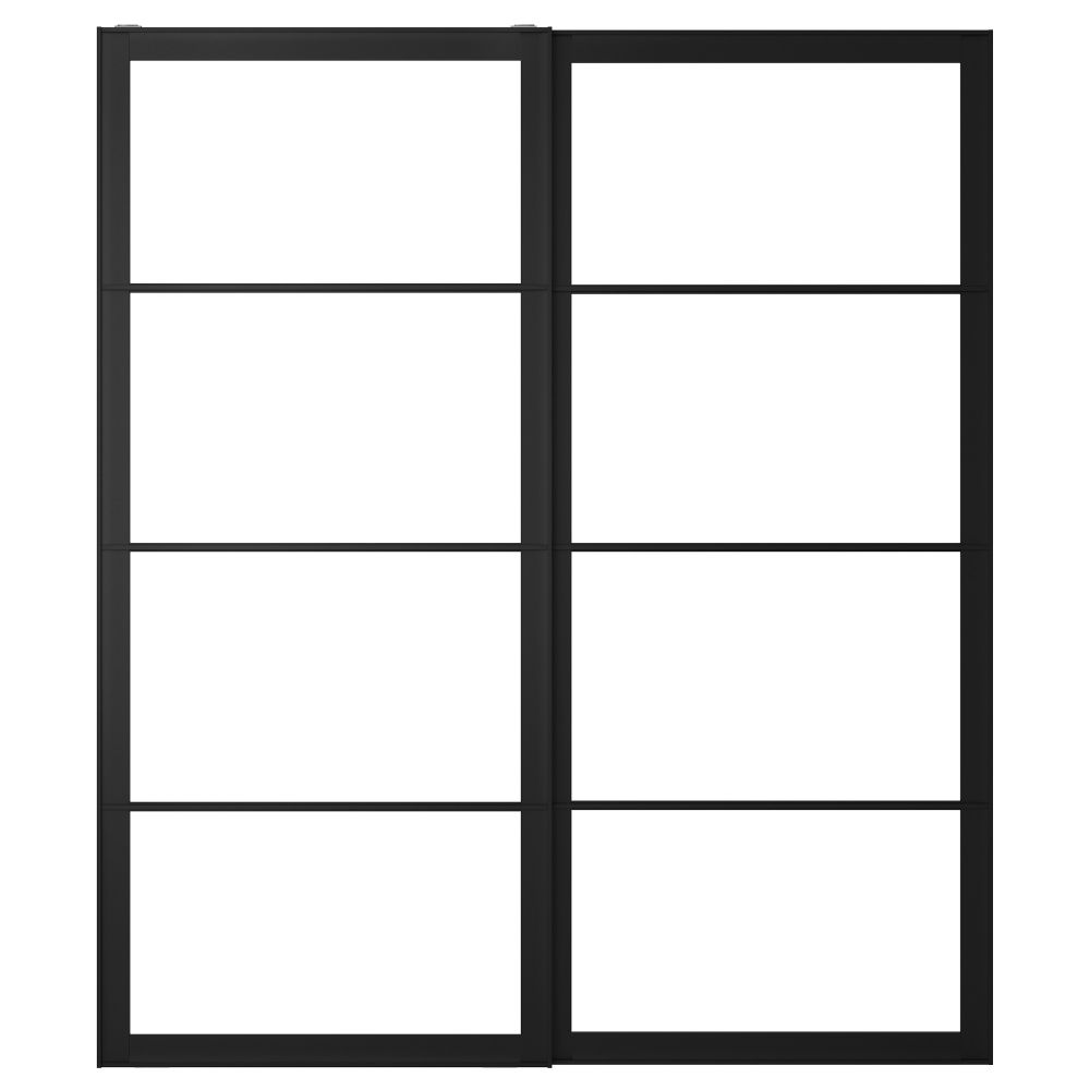 Рама для раздвижной дверец, с направляющими, 2 шт ПАКС, черный - схема-чертеж с размерами