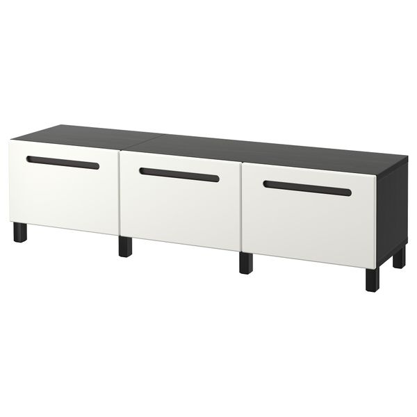 Комбинация для хранения с ящиками БЕСТО, черно-коричневый, Марвикен белый (180x40x48 см) - схема-чертеж с размерами