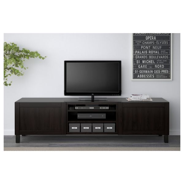Тумба для ТВ с ящиками БЕСТО, Ханвикен черно-коричневый (180x40x48 см) - фото 2