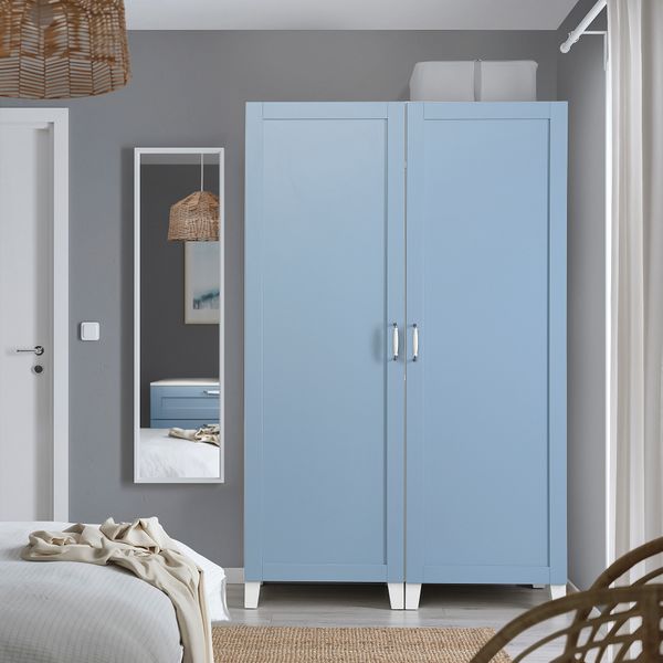 Гардероб 2-дверный, белый Sannidal синий, 120x57x191 см IKEA PLATSA ПЛАТСАA ПЛАТСА 495.557.29 - фото 2