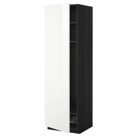 Высокий шкаф с полками, проволочной корзиной МЕТОД, черный, Рингульт белый