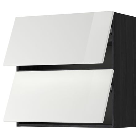 Навесной шкаф, 2 дверцы, горизонтальный МЕТОД, черный, Рингульт белый