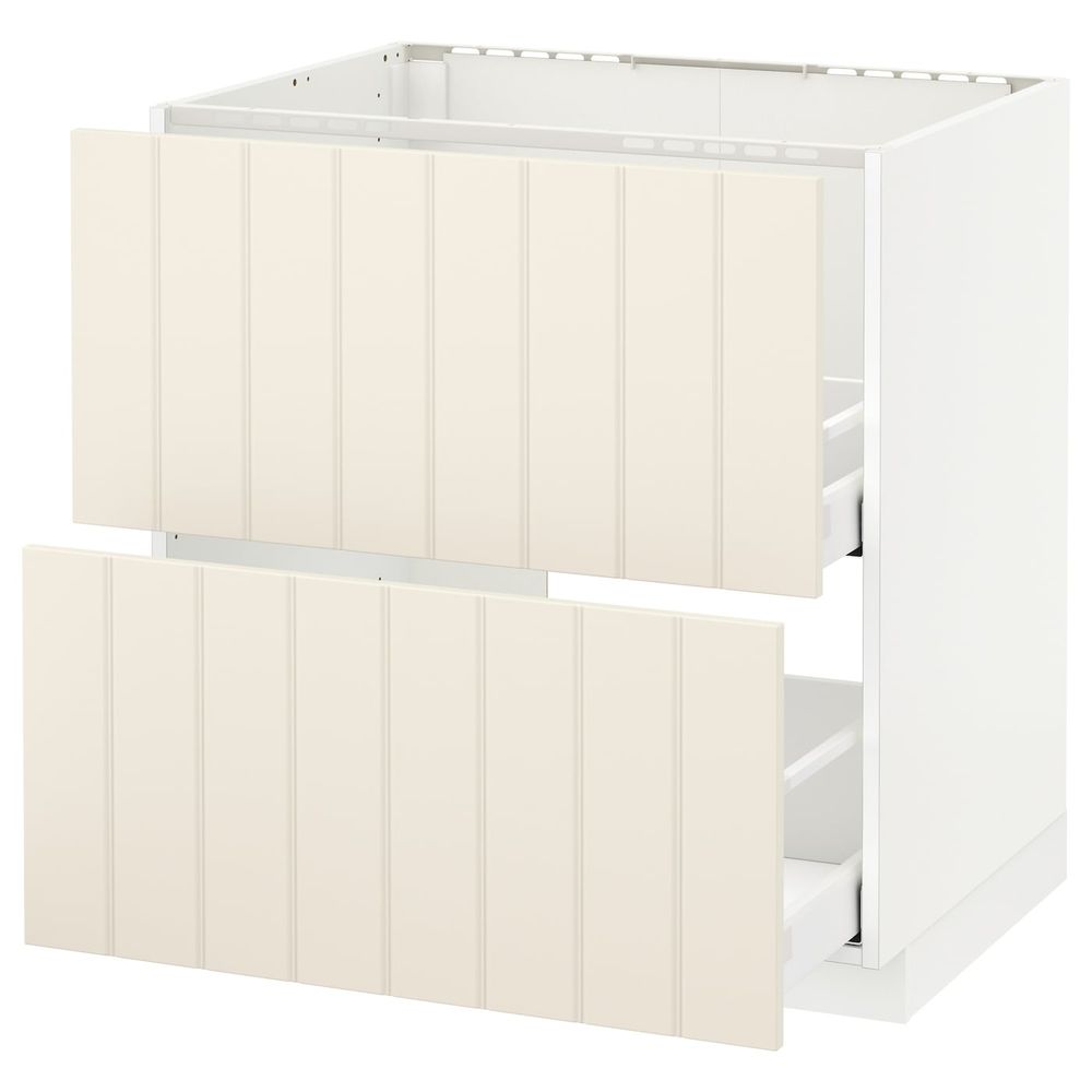 Напольный шкаф под мойку + 2 фронтальных панели, 2 ящ, белый/Хитарп белый с оттенком 80x60 см IKEA METOD МЕТОД / MAXIMERA - схема-чертеж с размерами