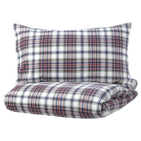 Пододеяльник и 2 наволочки, разноцветный/клетка 200x200/50x70 см IKEA MOSSRUTA МОССРУТА 204.125.71