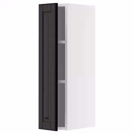 METOD Навесной шкаф с полками - белый/Bodbyn чёрный 20x80 см